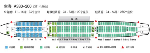 中国联航座位分布图图片